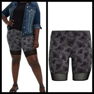 4X 26W Torrid Grey Space Jam 2 Mesh Panel Bike Short High Waist Activewear Black